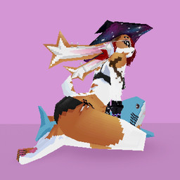 anthro barefoot big_butt buckteeth butt clothing eyewear feet female fur glasses hair hat headgear headwear kneeling multicolored_body multicolored_fur orange_body orange_fur pawpads paws plushie rabbit_ears red_hair short_tail solo swimwear tail teeth thick_thighs two-piece_swimsuit two_tone_body two_tone_fur white_body white_fur witch_hat b0tster ikea blahaj bunlith_(b0tster) lagomorph leporid mammal rabbit 1:1