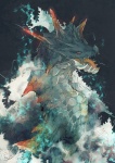 ambiguous_gender blue_body blue_scales feral red_eyes scales simple_background solo de_ktgr capcom monster_hunter lagiacrus leviathan_(mh) scalie