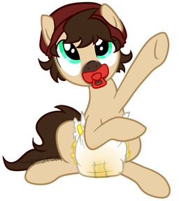 ambiguous_gender bodily_fluids clothing diaper feral genital_fluids hair hat headgear headwear object_in_mouth pacifier pacifier_in_mouth simple_background sitting solo unclean_diaper urine used_diaper wet_diaper wetting monsterbunny friendship_is_magic hasbro my_little_pony equid equine mammal 2014 archived_source digital_drawing_(artwork) digital_media_(artwork) signature