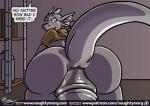 anal anal_penetration anthro big_butt big_penis bottomless broken_horn brother_(lore) brothers_(lore) butt clothed clothing comic dialogue digital_media_(artwork) dom_(naughtymorg) dragon duo ear_fins english_text fin genitals glans grey_glans grey_penis horn huge_penis humanoid_genitalia humanoid_penis hyper hyper_genitalia hyper_penis imminent_sex incest_(lore) looking_at_another looking_at_partner looking_at_viewer male male/male mostly_offscreen_character mythological_creature mythological_scalie mythology naughtymorg partially_clothed patreon patreon_logo penetration penis scalie seph_(naughtymorg) shelving shirt sibling_(lore) signature supply_closet t-shirt tail text topwear url yellow_clothing yellow_shirt yellow_topwear