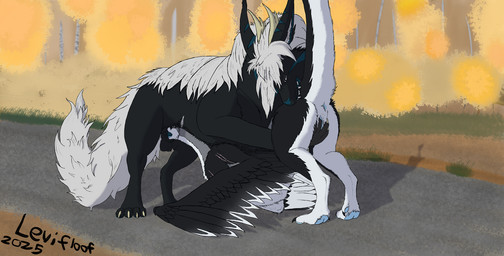 4_toes animal_genitalia anus autumn balls bite dewclaw dominant dominant_male duo face_mounting feathered_wings feathers feet fellatio female feral feral_on_feral fingering forest fur genitals humanoid_genitalia humanoid_genitalia_on_feral humanoid_vulva humanoid_vulva_on_feral larger_male male male/female mating_bite oral outdoor_background pawpads penile plant raised_tail scar sex sheath size_difference smaller_female submissive submissive_female tail tail_bite tail_in_mouth toes tree vaginal vulva wings leviticusthefluff mythology ender_(endermoonfur) penumbra_(penumbra.loran) canid canine dragon furred_dragon furred_scalie mammal mythological_creature mythological_scalie scalie 2025 hi_res shaded