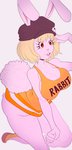 anthro big_breasts blonde_hair breasts cleavage clothed clothing female fully_clothed hair hat headgear headwear kneeling simple_background solo white_background noblood one_piece carrot_(one_piece) lagomorph leporid mammal minkmen_(one_piece) rabbit hi_res