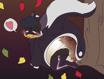 all_fours ambiguous_gender anthro big_diaper black_clothing black_footwear black_hair black_legwear black_nose black_onesie black_socks black_thigh_highs black_thigh_socks blush bodily_fluids brown_body brown_fur button_(fastener) clothed clothing diaper diaper_under_clothing diaper_under_onesie eyewear fangs feces footwear fur genital_fluids glasses gradient_background hair half-closed_eyes heart_symbol leaf legwear looking_back multicolored_body multicolored_fur narrowed_eyes onesie plant purple_inner_ear rectangular_glasses side_view simple_background smile snapsuit socks soiled_diaper soiling solo speech_bubble tail teeth thigh_highs thigh_socks tongue tongue_out tree two_tone_body two_tone_fur unclean_diaper urine used_diaper wearing_diaper wearing_glasses wet_diaper yellow_body yellow_fur smug_prince skunktember smoky_(smoky_doggo) canid canine canis domestic_dog mammal 2024 full-length_portrait hi_res portrait