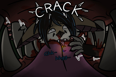 ambiguous_gender anthro bat_ears bat_nose bite blood bodily_fluids broken_neck collar death duo extreme_size_difference gore hard_vore inside_mouth nosebleed reverse_mouth_shot size_difference struggling struggling_prey teeth text tongue uncaring_pred unwilling_prey vore wounded metal_fox117 mythology kiba_(crescentwolf) bat canid canine dragon fox hybrid mammal mythological_creature mythological_scalie scalie 3:2 english_text hi_res andromorph_(lore)