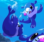 ambiguous_gender black_eyes blue_body feral group looking_at_viewer markings open_mouth swimming text trio underwater water whisker_markings sleepy_sealion nintendo pokemon generation_7_pokemon pokemon_(species) popplio 2025 absurd_res dated hi_res signature url