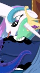 duo female female/female licking tongue tongue_out bednarowski friendship_is_magic hasbro my_little_pony princess_celestia_(mlp) princess_luna_(mlp) equid equine horse mammal