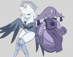 alternate_costume amputee anthro bottomless clothed clothing clothing_swap cybernetic_leg cybernetic_limb disability duo embarrassed female halo looking_at_viewer sitting jeffman24 asian_mythology chinese_mythology east_asian_mythology mythology nine_sols red_candle_games goumang_(nine_sols) liwen_(nine_sols) felid feline mammal solarian hi_res