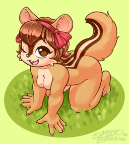 accessory anthro breasts brown_body brown_eyes brown_fur brown_hair butt clothing featureless_breasts female fur hair headband looking_at_viewer medium_breasts nude open_mouth simple_background smile solo tail blasticussaturn chipmunk ground_squirrel mammal rodent sciurid 2025 absurd_res digital_media_(artwork) hi_res