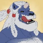 anthro beard body_hair chest_hair facial_hair fur hairy looking_at_viewer male manly mustache smile smirk solo tongue tongue_out pokenerd8 final_fantasy final_fantasy_x square_enix kimahri felid mammal ronso 1:1 hi_res icon story