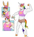 anthro beverage blush bulge clothing femboy flexing fur growth hair hat headgear headwear horn lgbt_pride male mane multicolored_beverage multicolored_hair multicolored_mane multicolored_tail muscle_growth muscular muscular_anthro muscular_male orange_hair potion pride_color_beverage pride_color_hair pride_color_tail pride_colors print_clothing print_hat print_headgear print_headwear rainbow rainbow_hair rainbow_mane rainbow_pride_colors rainbow_symbol rainbow_tail simple_background six-stripe_rainbow_pride_colors smile solo sparkles star star_clothing star_headwear star_polygon star_print star_print_hat super_gay tail transformation transformation_potion white_background white_body white_fur blackshirtboy mythology harvey_(james_newland) equid equine lagomorph leporid mammal mythological_creature mythological_equine rabbit unicorn 2017 absurd_res hi_res