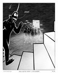 4_fingers anthro black_body black_skin bleh border bumpy_skin fingers fist fog lure_(anatomy) male running sharkinthepark anvil_(sharkinthepark) spiral_staircase anglerfish fish marine monster sea_monster 2025 absurd_res comic greyscale hi_res monochrome