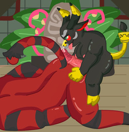animal_genitalia bodily_fluids bovine_genitalia butt duo erection genital_fluids genitals imminent_sex larger_sub male precum size_difference submissive tongue tongue_out wotter_bottle_(artist) nintendo pokemon thomas_(wotterbottle) bovid bovine felid generation_7_pokemon incineroar legendary_pokemon mammal pantherine pokemon_(species) tapu_bulu tiger hi_res