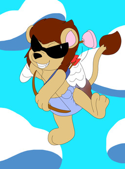 3_toes 4_fingers abdl anthro arrow_(weapon) belly big_diaper black_eyewear black_nose black_sunglasses blue_diaper bow_(weapon) brown_hair brown_mane brown_tail brown_tail_tip brown_tail_tuft brown_tuft bulging_diaper cloth_diaper clothed clothing cloud cloudy_sky cocky cocky_grin cocky_smile covered_eyes cupid's_arrow cute_fangs detailed_background diaper diaper_bulge diaper_fetish diaper_only dipstick_tail eyebrow_through_hair eyebrow_through_mane eyebrows eyewear fangs feathered_wings feathers feces feet feline_ears feline_tail fingers flying fur fur_tuft glasses glistening glistening_eyewear glistening_sunglasses grin hair handpaw hindpaw holding_arrow holding_bow_(weapon) holding_object holding_ranged_weapon holding_weapon holidays iconography lion_ears long_tail male mane mane_hair markings messy_hair messy_mane midair mischievous mischievous_smile motion_lines multicolored_body multicolored_ears multicolored_fur multicolored_tail opaque_glasses path_lines paws pink_inner_ear quiver_(object) raised_leg raised_tail ranged_weapon reaching_back reaching_for_weapon sandy_fur shoulder_length_hair sky skyscape smile soiled_diaper solo suction_cup sunglasses tail tail_markings tail_tuft tan_arms tan_belly tan_body tan_chest tan_ears tan_face tan_feet tan_fur tan_hands tan_legs tan_neck tan_paws tan_snout tan_tail tan_torso teeth tied_cloth_diaper tied_diaper tied_knot toes topless translucent translucent_hair tuft unclean_diaper used_diaper weapon wearing_diaper white_body white_feathers white_wings wings agumonofalchemy valentine's_day cupid evander_rex felid lion mammal pantherine colored digital_drawing_(artwork) digital_media_(artwork) hi_res