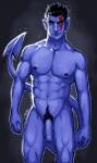 abs balls blue_body blue_skin flaccid foreskin front_view genitals hair humanoid_genitalia humanoid_penis humanoid_pointy_ears looking_at_viewer male nipples not_furry nude pecs penis pointy_ears pubes short_hair solo spade_tail standing tail vein veiny_abs veiny_arms veiny_chest veiny_hands veiny_muscles veiny_thighs pockyrumz marvel x-men nightcrawler humanoid hi_res