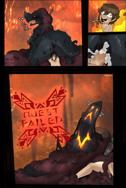 anthro anus bodily_fluids burn_scar cum cum_in_vagina cum_inside dragon_on_human duo female genital_fluids genitals male male/male male_penetrated penetration penile penile_penetration penis_in_vagina pubes quest_failed scar sex text vaginal vaginal_penetration vulva thyglia_fox mythology dragon gogmazios human mammal monster mythological_creature mythological_scalie scalie absurd_res comic english_text hi_res