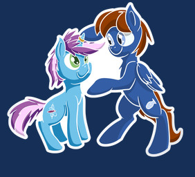 blue_body brown_hair cutie_mark duo feral green_eyes hair hooves horn male mane pink_hair quadruped ring unguligrade unicorn_horn wings doesnotexist flowbish gyrotech hasbro my_little_pony mythology fan_character gyro_tech seaward_skies equid equine mammal mythological_creature mythological_equine pegasus unicorn absurd_res alpha_channel digital_media_(artwork) hi_res
