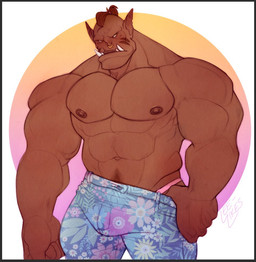 abs anthro biceps fangs humanoid_pointy_ears male muscular muscular_humanoid muscular_male nipples not_furry pecs pointy_ears solo teeth leelikessmut blizzard_entertainment warcraft garrosh_hellscream humanoid orc