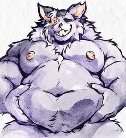 anthro belly belly_grab button_(fastener) button_eyes fur male missing_eye muscular navel nipples overweight overweight_male plushie presenting presenting_belly purple_body purple_fur solo stitch_(sewing) malachite_asda deltarune undertale_(series) seam_(deltarune) darkner felid feline mammal 2025