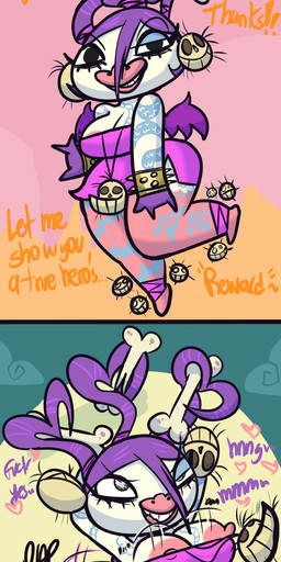 abdominal_bulge ambiguous_penetration anthro bat_wings big_breasts bone bottomwear bouncing_breasts breasts clenched_teeth clothed clothing cosplay cowgirl_position dominant dominant_female duo erect_nipples eye_roll faceless_character faceless_male female female_on_top first_person_view from_front_position gesture half-closed_eyes heart_eyes heart_symbol jewelry looking_at_viewer looking_pleasured male male/female membrane_(anatomy) membranous_wings miniskirt narrowed_eyes necklace nipple_slip nipples on_bottom on_top penetration riding sex short_stack skimpy skirt suggestive suggestive_gesture tattoo teeth thick_thighs wide_hips wings klutzatdusk animal_crossing instant_loss_2koma nintendo rayman_(series) ubisoft gloria_(animal_crossing) voodoo_mama anatid anseriform avian bird duck comic hi_res