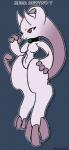 anthro breasts collar featureless_breasts featureless_crotch female red_eyes simple_background solo wide_hips bantro nintendo pokemon generation_6_pokemon legendary_pokemon mega_evolution mega_mewtwo mega_mewtwo_y pokemon_(species)