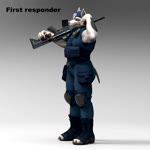 anthro clothing cropped_ears male police police_officer police_uniform solo uniform bambookat canid canine canis domestic_dog mammal pit_bull 1:1 3d_(artwork) animated digital_media_(artwork) huge_filesize long_playtime no_sound turntable_(animation) webm