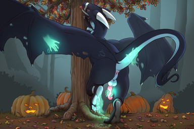 anus autumn autumn_leaves balls disembodied_hand feet feral food forest fruit genitals ghost_hand hindpaw holidays jack-o'-lantern male masturbation pawpads paws penis plant pumpkin solo tail tapering_tail tree shima_laqi halloween mythology dragon mythological_creature mythological_scalie scalie 3:2 hi_res