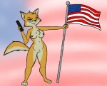 abstract_background american_flag anthro breasts canton dual_holding eyewear female finial flag flag_(object) flag_background flagpole glasses gun handgun holding_flag holding_gun holding_handgun holding_object holding_ranged_weapon holding_weapon nipples patriotism pistol politics ranged_weapon simple_background solo tail united_states_of_america weapon gnollykins sek_studio squirrel_and_hedgehog lt._fox_vixen canid canine fox mammal digital_media_(artwork) flat_colors