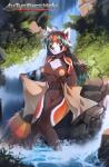 anthro areola biped breasts day exposed_breasts female grass looking_at_viewer nipples outside plant sitting solo water waterfall yellow_eyes hihikori ailurid mammal red_panda 2018 digital_media_(artwork) hi_res