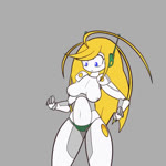 big_breasts blonde_hair blue_eyes blush bodily_fluids breast_expansion breasts clothing electronics expansion female hair headphones huge_breasts hyper hyper_breasts lactating machine milk navel nipples panties simple_background solo standing underwear white_body zedrin cave_story curly_brace android humanoid robot 1:1 animated no_sound short_playtime webm