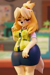 anthro big_breasts blush breasts brown_eyes clothed clothing female fully_clothed one_eye_closed short_stack solo tail thick_thighs wink geodat64 animal_crossing nintendo isabelle_(animal_crossing) isabelle_(highwizard) canid canine canis domestic_dog mammal shih_tzu toy_dog 2:3 3d_(artwork) digital_media_(artwork) hi_res