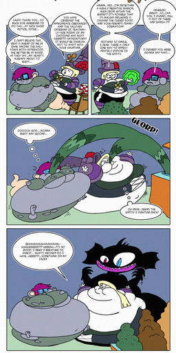 anthro belly big_belly big_breasts breasts female fur grey_body grey_fur group huge_belly inflation inside obese overweight speech_bubble text trio agouti-rex murry_purry_fresh_and_furry charly_(mpff) amphibian aquatic axolotl human mammal mole_salamander mouse murid murine rodent salamander 2019 absurd_res comic english_text hi_res