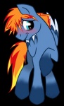 alpha_channel blonde_hair blue_body blue_eyes blue_fur embarrassed equid equine fan_character feathered_wings feathers fur hair hasbro icheshers joyful_wings_(oc) long_hair male mammal multicolored_hair my_little_pony mythological_creature mythological_equine mythology orange_hair pegasus shy smile solo two_tone_hair wings
