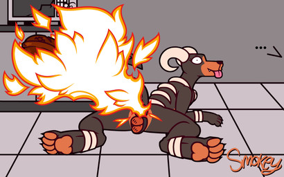 2_horns accident anal_launching animal_genitalia animal_vulva anus appliance black_body black_eyebrows black_fur black_nose black_toe_claws bodily_fluids canine_genitalia canine_vulva claws constricted_pupils dialogue ellipsis eyebrows fart female feral fire fire_fart food food_fetish food_in_pussy food_insertion food_play fur genitals horn improvised_sex_toy kitchen_appliance lying meat microwave_oven multicolored_body multicolored_fur offscreen_character oh_shit on_front orange_body orange_fur orange_pawpads pawpads penetration pointed_tail pupils sausage small_pupils solo speech_bubble toe_claws tongue tongue_out two_tone_body two_tone_fur vaginal vaginal_penetration vulva white_horn wide_eyed smokey_the_menish nintendo pokemon generation_2_pokemon houndoom pokemon_(species) 16:10 2025 absurd_res hi_res signature widescreen