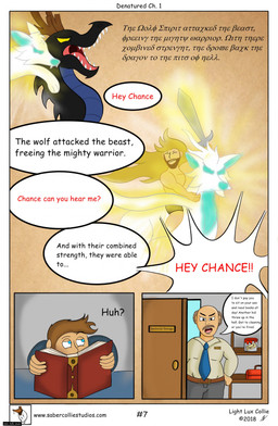 black_body blonde_hair blue_body blue_eyes blue_fur book brown_hair comic_panel dialogue female feral fur group hair janitor janitor_closet king male melee_weapon mount paint principal royalty school speech_bubble sword text toolbox toony warrior weapon white_body white_fur lightluxcollie denatured_(lightluxcollie) mythology belmodeus_(lightluxcollie) chance_(lightluxcollie) yalzeema_(lightluxcollie) canid canine canis dragon human mammal mythological_creature mythological_scalie scalie wolf 2018 comic english_text hi_res story url
