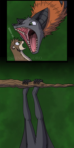 anthro bodily_fluids cutaway grumpy inside_stomach male male/male membrane_(anatomy) membranous_wings open_mouth organs saliva stomach swallowing vore winged_arms wings shinktanoro root bat mammal megabat mustelid otter absurd_res comic hi_res long_image tall_image