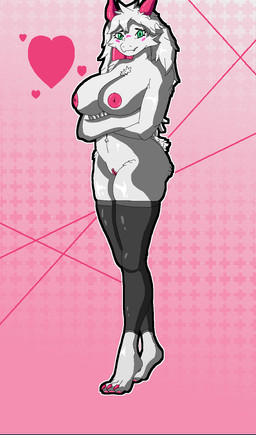 anthro big_breasts biped black_sleeves blush blush_stickers breasts crossgender female female_anthro fluffy fluffy_ears fur genitals huge_breasts looking_down navel scut_tail short_tail solo tail tuft vulva white_body white_fur wide_eyed makseqs deltarune undertale_(series) ralsei bovid caprine goat hybrid mammal hi_res