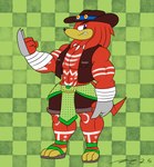 anthro clothing fur hair hat headgear headwear male male_anthro purple_eyes red_body red_fur red_hair topwear vest dirtymac mac-daddy sega sonic_the_hedgehog_(series) knuckles_the_echidna echidna mammal monotreme absurd_res hi_res