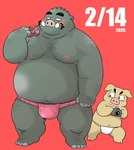 anthro asian_clothing bulge camera candy chocolate clothing dessert duo east_asian_clothing food fundoshi holidays japanese_clothing kemono male male/male overweight overweight_male red_background red_clothing red_fundoshi red_underwear simple_background size_difference underwear white_clothing white_fundoshi white_underwear wantaro fundoshi's_day valentine's_day domestic_pig mammal suid suine sus_(pig) wild_boar 2025 hi_res