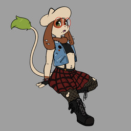barbell_piercing boots bottomwear clothing eyewear fingerless_gloves fishnet_stockings footwear glasses gloves handwear navel navel_piercing piercing shoes skirt topwear vest wristband mr.smile nintendo pokemon mimi_(mr.smile) generation_2_pokemon pokemon_(species) smeargle 1:1 absurd_res hi_res