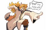 anthro male profanity solo text iaian_luxo_fox invader_zim nickelodeon not_scientifically_possible luxo_(iaian_luxo_fox) canid canine fox mammal absurd_res english_text hi_res meme