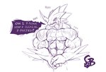 abs anthro biceps bodily_fluids flexing male muscular muscular_anthro muscular_male pecs solo speech_bubble sweat vein veiny_muscles goldeyboi bandai_namco digimon bulkmon digimon_(species) line_art