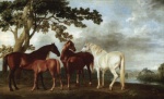 1768 18th_century ambiguous_gender ancient_art bay brown_body brown_fur cloud equid equine female feral formal_art fur george_stubbs group hi_res horse mammal mares_and_foals_in_a_landscape outside plant quadruped river rural suckling tail tree white_body white_fur wood