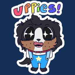 amputee anthro clothing collar disability female missing_arm overalls solo sparkles sparkling_eyes sticker tail tail_motion tailwag telegram_sticker young bunnyqueen telegram sugar_(bunnyqueen) bernese_mountain_dog canid canine canis domestic_dog mammal molosser mountain_dog swiss_mountain_dog 1:1 2d_animation animated frame_by_frame