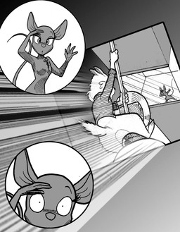 4_fingers action_scene anthro breasts chest_tuft clothing constricted_pupils curvy_figure featureless_breasts female fingers hourglass_figure male nude nude_female pupils scut_tail short_tail small_breasts small_pupils sweater swinging tail topwear tuft turtleneck chris_fischer chip_'n_dale_rescue_rangers disney chip_(disney) gadget_hackwrench chipmunk ground_squirrel mammal mouse murid murine rodent sciurid hi_res