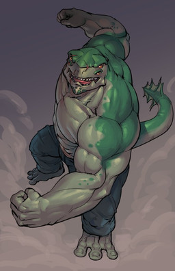 4_eyes anthro biceps male multi_eye muscular muscular_anthro muscular_male scar solo tail berububs grumok_ubez alien drad_(species) reptile scalie