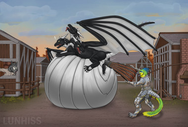 3_heads air_inflation anal anal_penetration angry anthro armor bellows belly belly_expansion belly_inflation belly_on_ground big_belly building detailed_armor detailed_background duo expansion feral furnace genitals glistening glistening_armor holding_object horn house huge_belly hydra_problems hyper hyper_belly immobile inflation knight looking_at_another looking_pleasured lying lying_on_self male male/male medieval_armor medieval_fantasy membrane_(anatomy) membranous_wings multi_head multicolored_body object_in_ass on_front paw_on_belly paws penetration penis sound_effects spikes teeth text two_tone_body village warrior wings wooden_barrel lunhiss european_mythology greek_mythology mythology canid canine canis dinosaur dragon dromaeosaurid hydra mammal mythological_creature mythological_scalie prehistoric_species reptile saurischian scalie theropod velociraptor wolf artist_name colored digital_drawing_(artwork) digital_media_(artwork) hi_res shaded widescreen