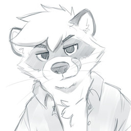 anthro button_(fastener) cheek_tuft chest_tuft clothed clothing facial_tuft front_view hair inner_ear_fluff licking licking_lips licking_own_lips looking_at_viewer male messy_hair narrowed_eyes self_lick short_hair simple_background simple_eyes solo tongue tongue_out topwear tuft unsigned whiskers white_background pache_riggs mammal procyonid raccoon 1:1 bust_portrait icon monochrome portrait