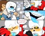 blush bone clothed clothed_sex clothing dialogue erection fellatio female genitals group looking_pleasured magic magic_penis male male/male not_furry oral penile penis question_mark sex skeleton text tongue tongue_out nsfwshamecave undertale undertale_(series) frisk_(undertale) papyrus_(undertale) sans_(undertale) animated_skeleton human mammal undead comic english_text incest_(lore)