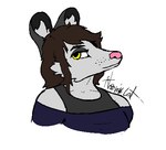 anthro black_ears black_eyeshadow brown_hair clothed clothing eyeshadow female fully_clothed fur grey_body grey_fur hair makeup pink_nose round_ears solo yellow_eyes atomic_cat dani_miranda american_opossum mammal marsupial virginia_opossum 2022 bust_portrait low_res portrait signature trans_(lore) trans_woman_(lore)