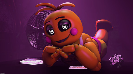 beakless biped clothed clothing female female_humanoid furniture hair half-closed_eyes inside looking_at_viewer lying machine narrowed_eyes on_front on_table sharp_teeth smile solo table teeth ventilator yellow_body joker0 five_nights_at_freddy's five_nights_at_freddy's_2 scottgames toy_chica_(fnaf) humanoid robot 3d_(artwork) digital_media_(artwork) hi_res source_filmmaker_(artwork)